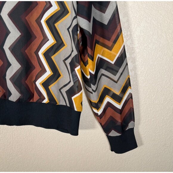 Missoni X Target Chevron V-Neck Sheer Long-Sleeve Pullover Top Multicolor - Picture 9 of 10